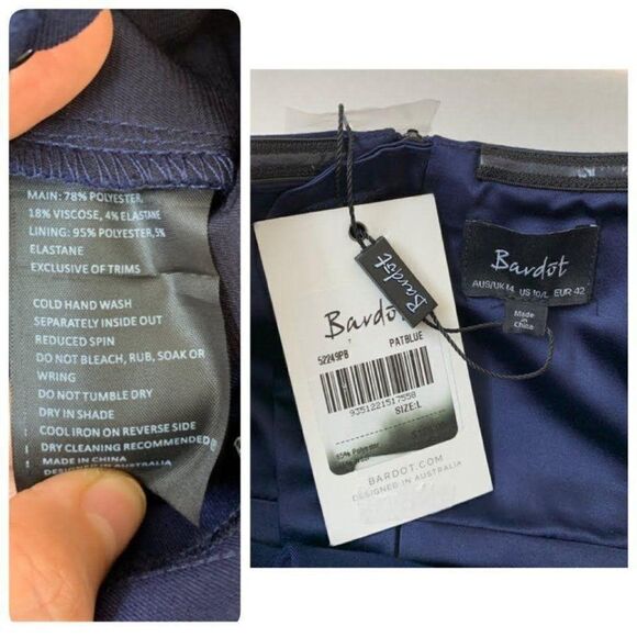 Bardot Lena Twist Bow Cropped Cut Out Jumpsuit Large Pat Blue - Picture 5 of 8